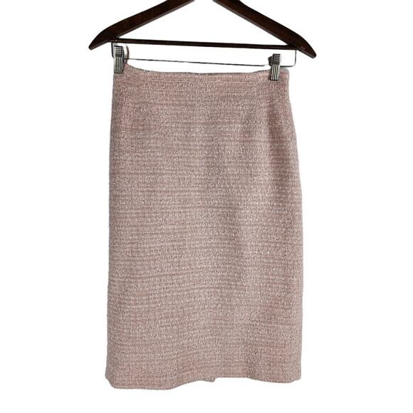 NEW Max Mara Tweed Metallic Virgin Wool Suit Skirt Pink Size 4 - Picture 1 of 7